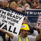 Supporter of GOP presidential candidate Donald Trump holds up a sign as Trump speaks at a rally Feb. 19, 2016, in Myrtle Beach, S.C.Aaron P. Bernstein/Getty Images